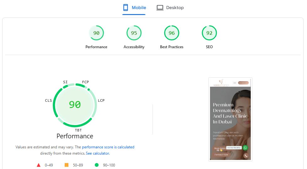 after Website Speed
